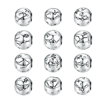 Pulsera DIY con Cuentas de Plata Esterlina de los Doce Signos del Zodiaco