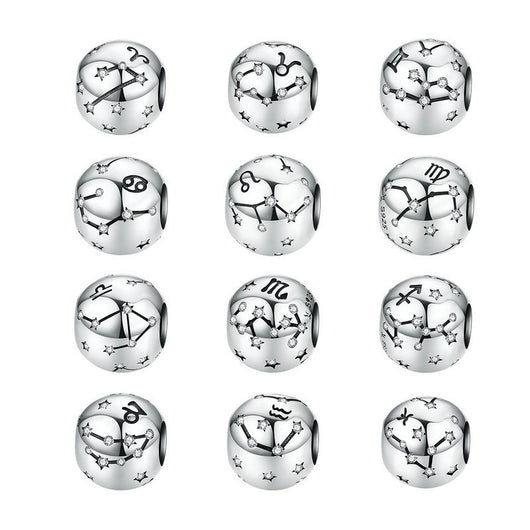 Pulsera DIY con Cuentas de Plata Esterlina de los Doce Signos del Zodiaco