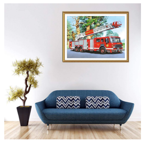 Cuadro de Diamantes Camión de Bomberos - Decoración Brillante para el Hogar