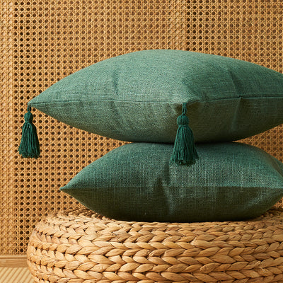 Funda de Almohada de Algodón y Lino con Borlas - Diseño Minimalista Japonés - Image 22