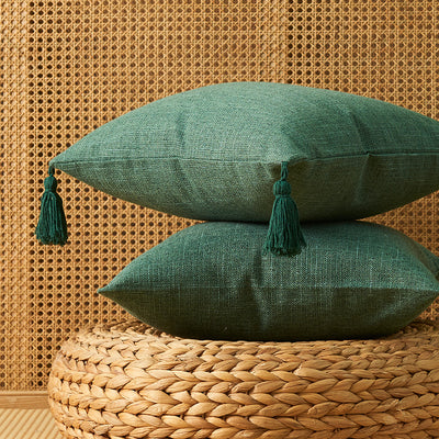 Funda de Almohada de Algodón y Lino con Borlas - Diseño Minimalista Japonés - Image 24