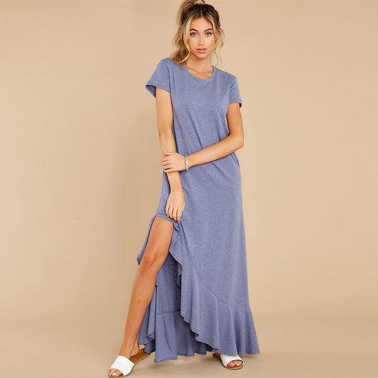Vestido Tejido de Manga Corta para Tallas Grandes