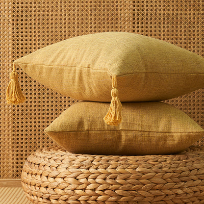 Funda de Almohada de Algodón y Lino con Borlas - Diseño Minimalista Japonés - Image 6
