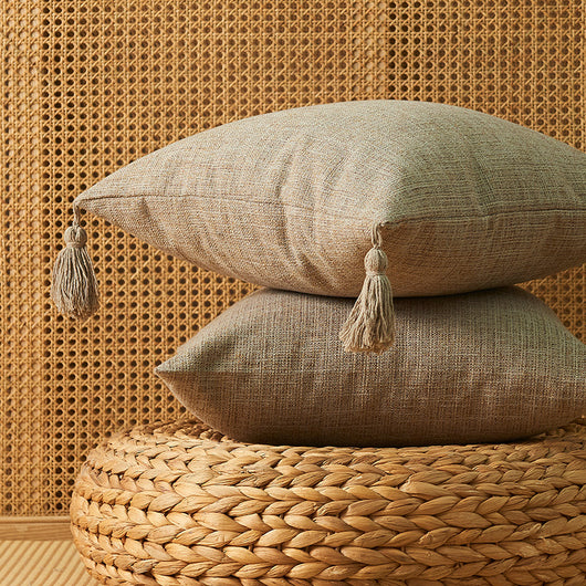 Funda de Almohada de Algodón y Lino con Borlas - Diseño Minimalista Japonés - Image 8