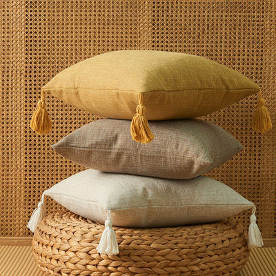 Funda de Almohada de Algodón y Lino con Borlas - Diseño Minimalista Japonés - Image 13