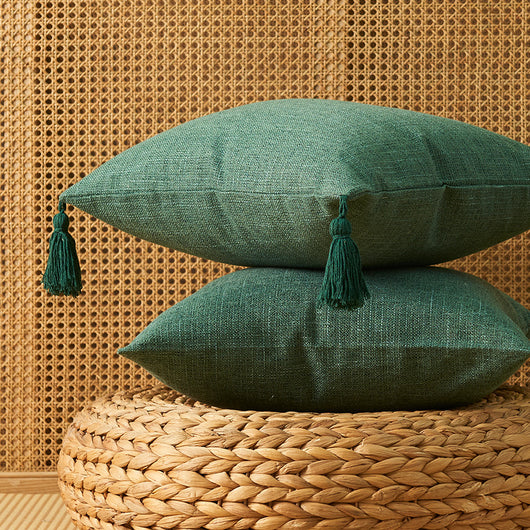 Funda de Almohada de Algodón y Lino con Borlas - Diseño Minimalista Japonés - Image 4