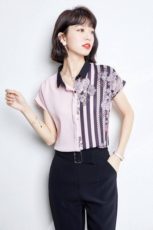 Blusa Suelta de Verano con Contraste de Costuras - Image 10