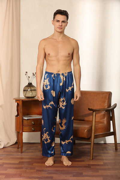 Conjunto de Pijama de Seda Lujo para Hombre - Bata y Pantalón Dos Piezas Talla Grande - Image 10