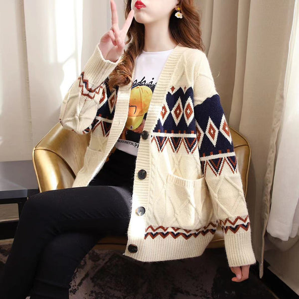 Cardigan Tejido Suelto para Mujer - Primavera Otoño Estilo Occidental