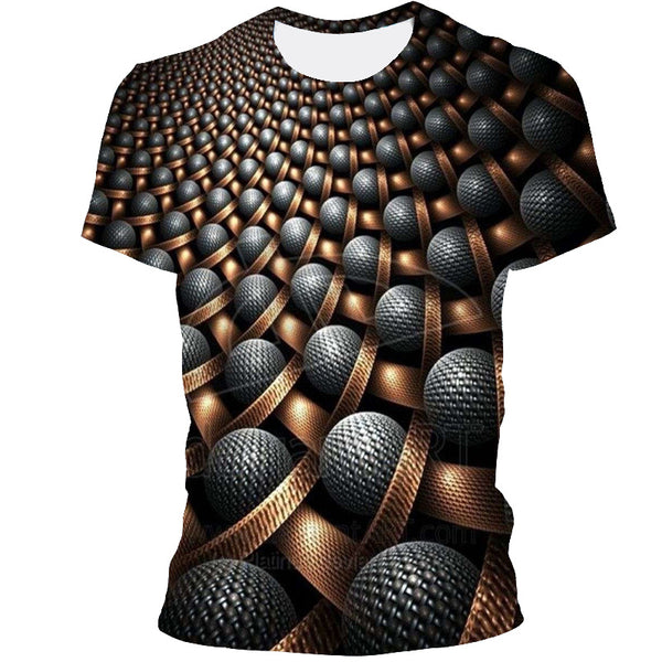 Playera con Estampado Digital de Patrón Geométrico 3D