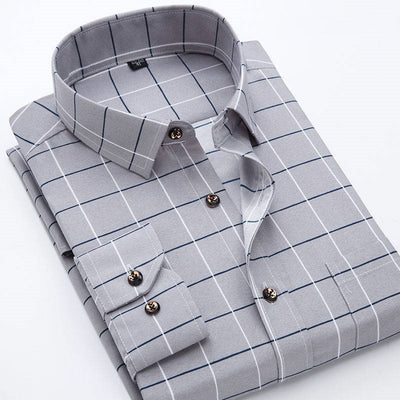Camisa Cuadros Hombre Estilo Coreano Slim Fit Manga Larga Primavera Verano - Image 8