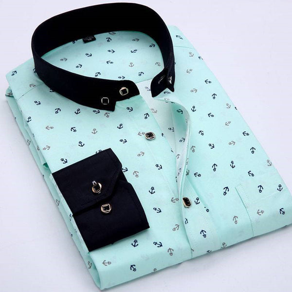 Camisa Cuadros Hombre Estilo Coreano Slim Fit Manga Larga Primavera Verano