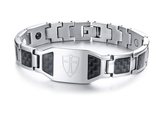 Pulsera Magnética para Hombre en Acero Titanio y Fibra de Carbono - Image 2