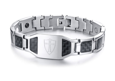 Pulsera Magnética para Hombre en Acero Titanio y Fibra de Carbono - Image 2