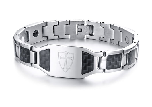 Pulsera Magnética para Hombre en Acero Titanio y Fibra de Carbono - Image 2
