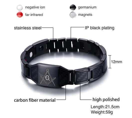 Pulsera Magnética para Hombre en Acero Titanio y Fibra de Carbono - Image 4