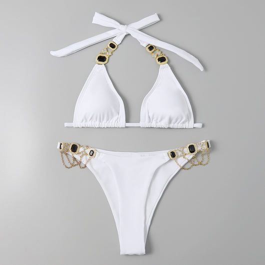 Traje de Baño Bandage Dividido para Mujer con Accesorios Dorados - Image 2