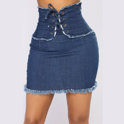 Falda Denim Cintura Alta Estilo Callejero Mini Lápiz con Bolsillos - Image 5