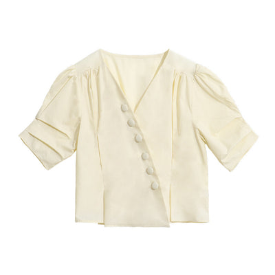 Blusa Corta Estilo Coreano con Mangas Abullonadas - Diseño Verano - Image 12