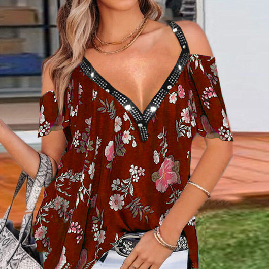 Blusa de Hombro Descubierto con Estampado Verano - Image 4