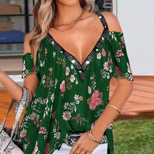 Blusa de Hombro Descubierto con Estampado Verano - Image 3