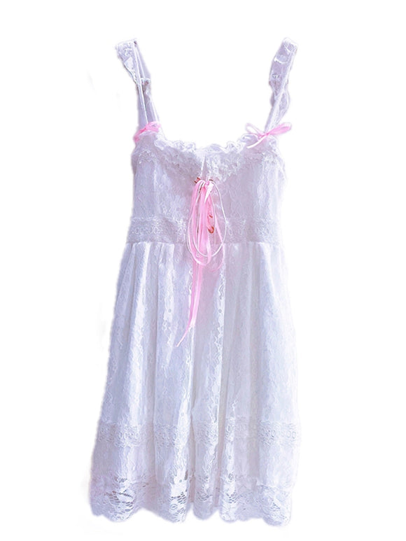 Vestido Niña Cintura Alta con Encaje Versátil