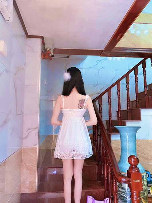 Vestido Niña Cintura Alta con Encaje Versátil - Image 4