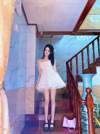 Vestido Niña Cintura Alta con Encaje Versátil - Image 3