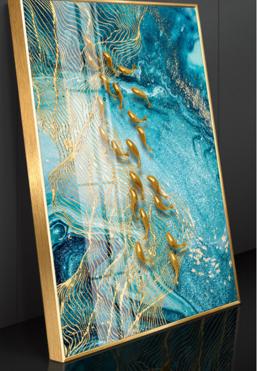 Cuadro Pez Dorado Abstracto Mármol Nórdico - Image 6