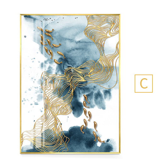 Cuadro Pez Dorado Abstracto Mármol Nórdico
