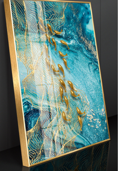Cuadro Pez Dorado Abstracto Mármol Nórdico - Image 3
