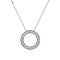 Colar com Pingente Redondo Prateado de Diamante Total S925 Prata Esterlina