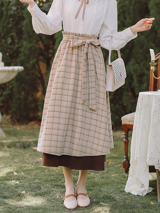 Falda Escocesa Azul Midi Estilo Colegiala Retro - Image 12
