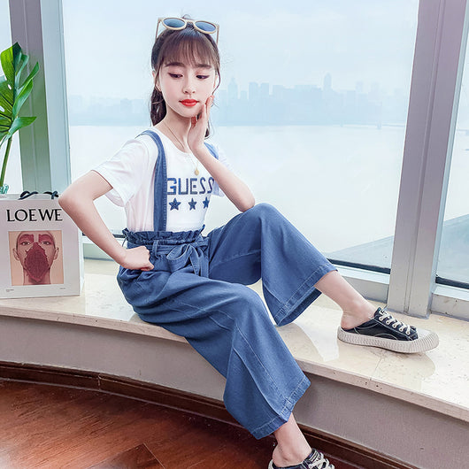 Pantalón Ancho Elegante con Tirantes para Niñas - Image 10