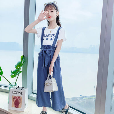 Pantalón Ancho Elegante con Tirantes para Niñas