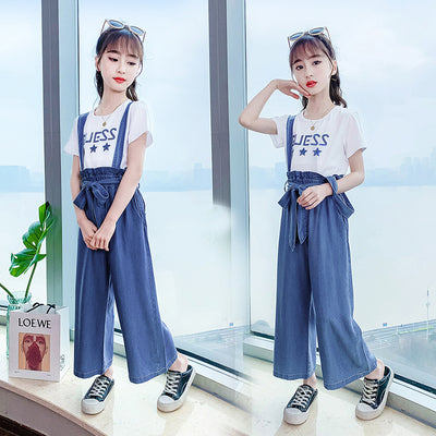 Pantalón Ancho Elegante con Tirantes para Niñas - Image 4