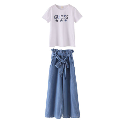Pantalón Ancho Elegante con Tirantes para Niñas - Image 2