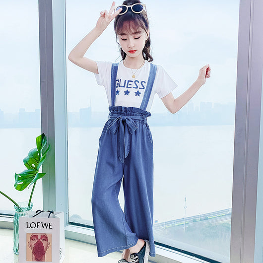 Pantalón Ancho Elegante con Tirantes para Niñas - Image 3