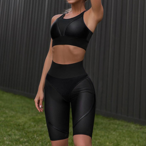 Conjunto Esportivo Feminino 2 Peças: Top Esportivo + Leggings de Cintura Alta