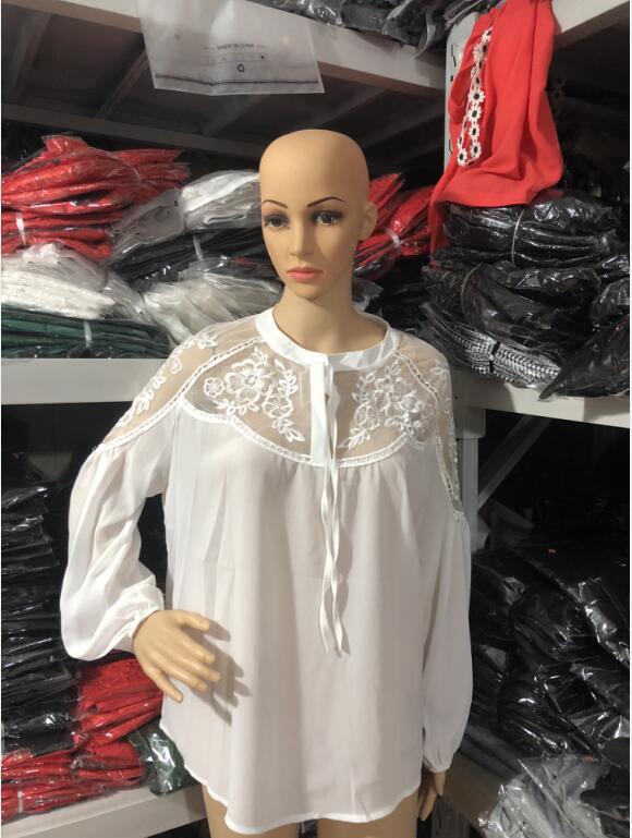 Blusa de Encaje Transparente con Escote en V