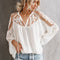 Blusa de Encaje Transparente con Escote en V