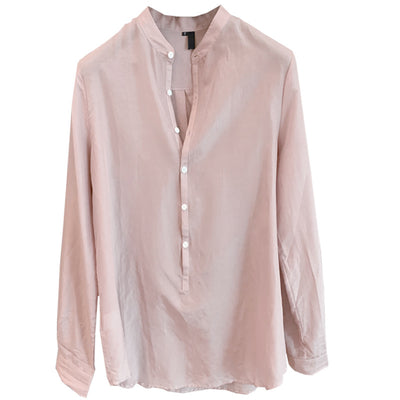 Camisa Pullover Gris Mercerizado de Cuello Alto Suelta para Trabajo - Image 12