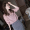 Camisa Pullover Gris Mercerizado de Cuello Alto Suelta para Trabajo