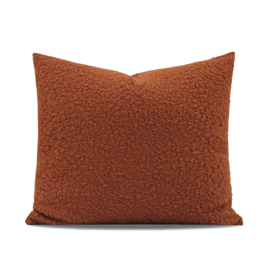 Cojín Cuadrado de Lana Sintética Caramelo Naranja - Almohada Decorativa Nórdica para Sala