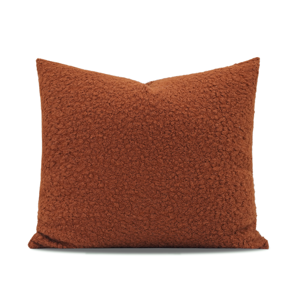 Cojín Cuadrado de Lana Sintética Caramelo Naranja - Almohada Decorativa Nórdica para Sala
