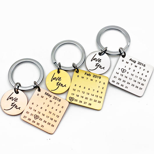 Llavero Calendario de Acero Inoxidable con Grabado Personalizado