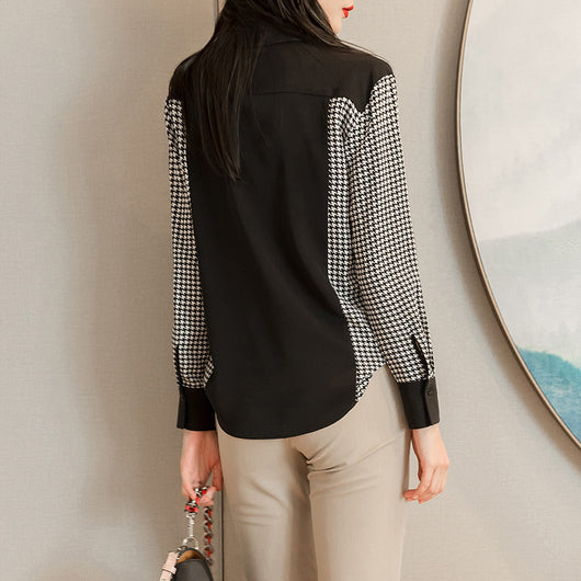 Blusa Negra de Chifón Manga Larga para Mujer - Estilo Primavera - Image 9
