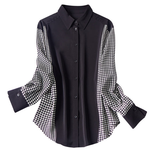 Blusa Negra de Chifón Manga Larga para Mujer - Estilo Primavera - Image 4