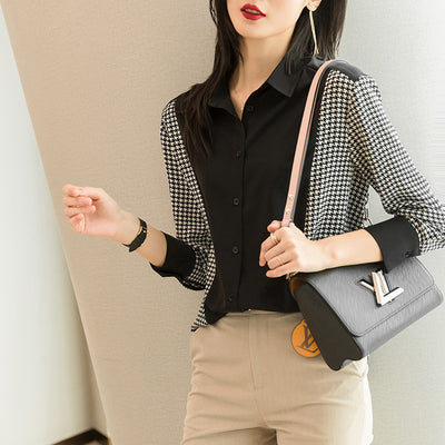 Blusa Negra de Chifón Manga Larga para Mujer - Estilo Primavera - Image 2