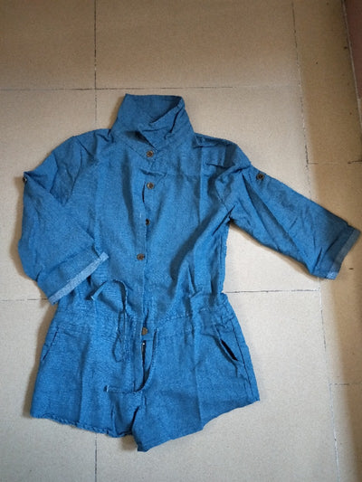 Enterizo Denim Holgado sin Mangas Talla Grande Europeo y Americano - Image 6